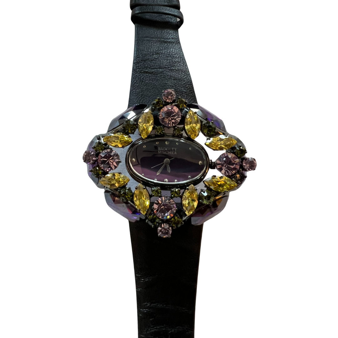 Vintage Crystal Watch with leather band