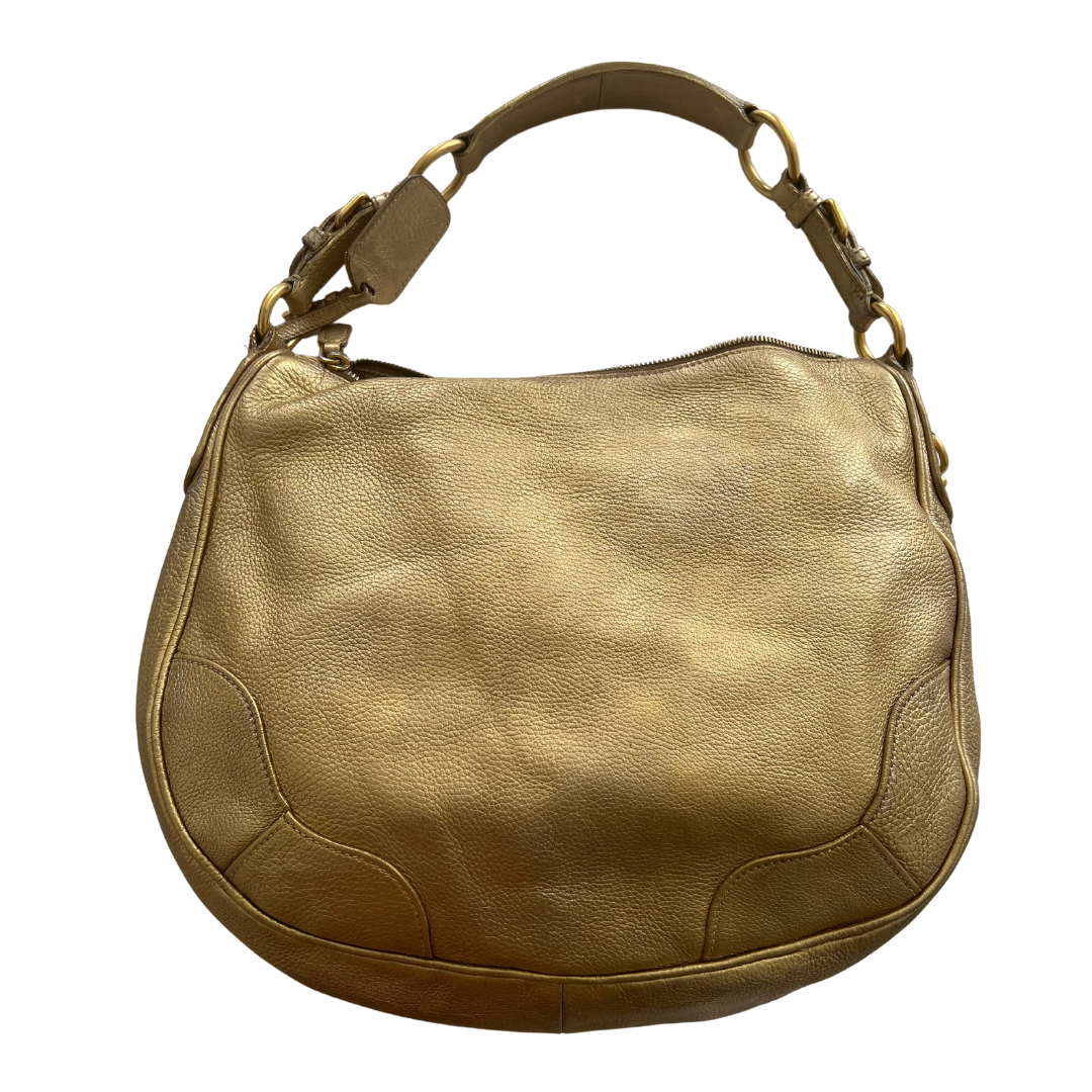 Gold early aughts it girl y2k Prada handbag